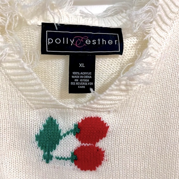 Cute cherry-themed off-shoulder cropped sweater - Picture 2 of 2